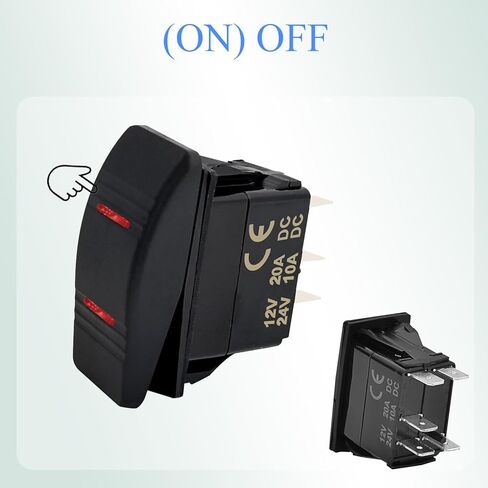 Waterproof 12V 24V Rocker Switch SPST Momentary ON-Off with Red LED Light for Automotive Marine UTV in Saudi Arabia