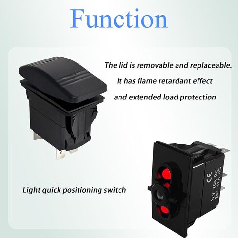 Waterproof 12V 24V Rocker Switch SPST Momentary ON-Off with Red LED Light for Automotive Marine UTV in Saudi Arabia