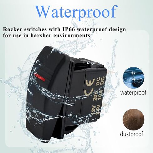 Waterproof 12V 24V Rocker Switch SPST Momentary ON-Off with Red LED Light for Automotive Marine UTV in Saudi Arabia