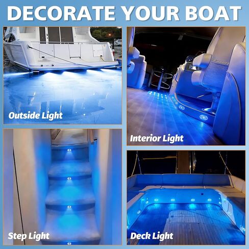 4WDKING BLUE LED قارب أضواء داخلية أضواء بحرية مجاملة IP68 مقاومة للماء إضاءة القارب تحت الماء 9-36 فولت لليخوت، الكاياك، قارب الصيد، الكاياك، اليخوت، المراكب الشراعية، الطرق الوعرة in Kuwait