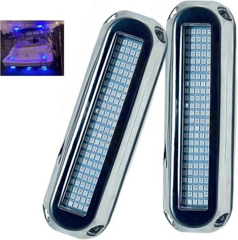 2Pcs Blue Underwater light,120 LEDs Marine Boat LED Lights 316 Stainless Steel Boat Transom Deck Dock Lamp,Pontoon Yacht Trailer Stern Navigation Interior Lights,6000LM in Saudi Arabia