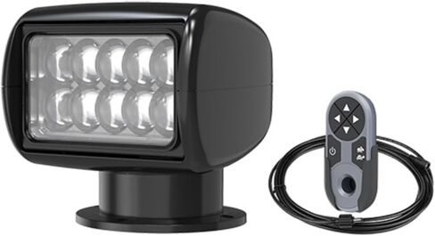 SEAFLO 02 Series Remote Control LED Searchlight - 27W, White 5500K, Black, 360° Rotation, 60° Vertical Sweep - IP65 Waterproof Marine Spot Light Long Range Navigation Light 4 Year Warranty in Saudi Arabia