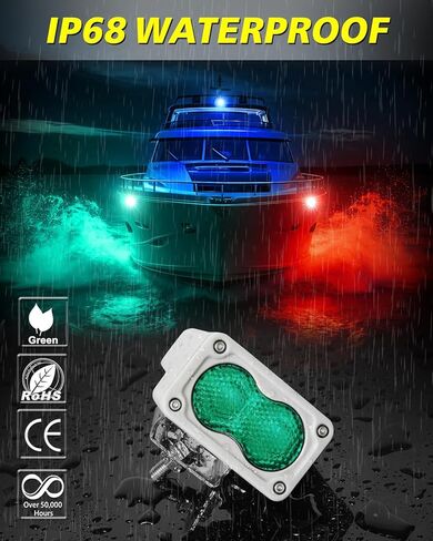 قارب أخضر LED ضوء القرون مقاوم للماء 2 قطعة 40 واط كري LED أضواء الملاحة البحرية الصيد سطح السفينة المقصورة مجاملة الأخضر منتشر الكاشف لبونتون كاياك جون قارب يخت شاحنة مقطورة العربة in Kuwait