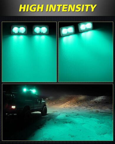 قارب أخضر LED ضوء القرون مقاوم للماء 2 قطعة 40 واط كري LED أضواء الملاحة البحرية الصيد سطح السفينة المقصورة مجاملة الأخضر منتشر الكاشف لبونتون كاياك جون قارب يخت شاحنة مقطورة العربة in Kuwait