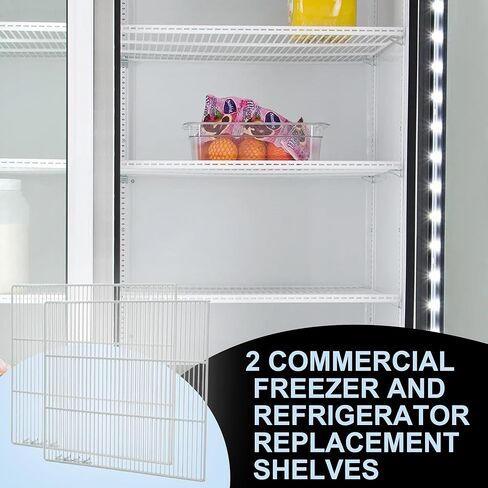 Set of 2 Commercial Freezer and Refrigerator Replacement Shelves (23.25" x 23") - Adjustable Utility Steel Wire Metal Shelf - Commercial Refrigerator Shelf, White in Kuwait
