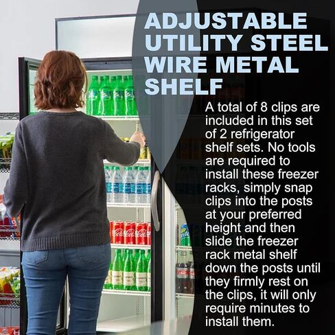 Set of 2 Commercial Freezer and Refrigerator Replacement Shelves (23.25" x 23") - Adjustable Utility Steel Wire Metal Shelf - Commercial Refrigerator Shelf, White in Kuwait