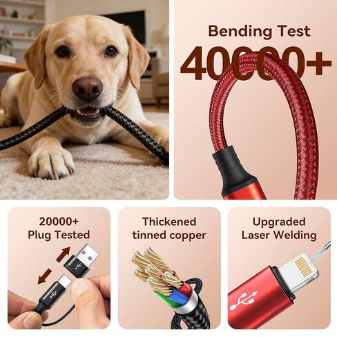 كابل شحن متعدد MINLU USB-C 4 في 2 لجميع الأجهزة المزودة بمنافذ USBC/Lightning/Micro، سلك شاحن iPhone من النوع C، شاحن سيارة للسفر لسلسلة iPhone، Android، iPad، Kindle، PS - 2Pack/6Ft in Saudi Arabia