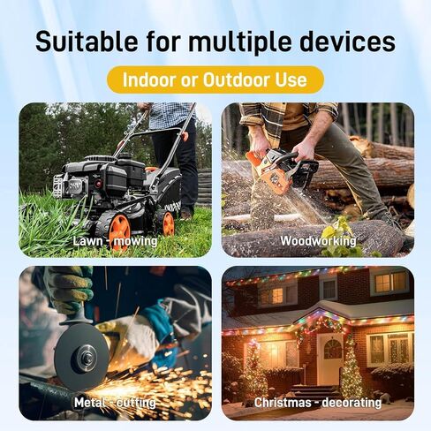3FT 12 Gauge Heavy Duty Outdoor Extension Cord Waterproof with 3 Outlets & Lighted End, STW 15A 1875W 3-Prong Yellow Flexible Power Cord for Indoor Outside Decorations Garage, Garden, ETL in Saudi Arabia
