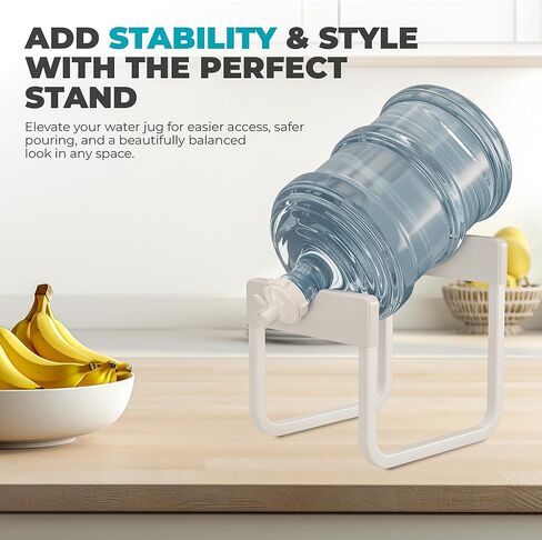 5 Gallon Water Jug Holder Stand 3-Tier Water Bottle Storage Rack & Dispenser Organizer with Stainless Steel Frame, BPA-Free Fast-Flow Spout, Heavy-Duty Wood Top Shelf for Home Kitchen & Office in Saudi Arabia