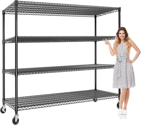 4-Tier Metal Storage Shelving Unit, 2640 Lbs Load Capacity Heavy-Duty Shelf Organizer, Adjustable Wire Rack Shelves for Garage, Pantry & Kitchen, 73.8" h x 59" w x 23.9" d in Saudi Arabia