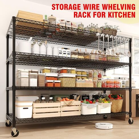 4-Tier Metal Storage Shelving Unit, 2640 Lbs Load Capacity Heavy-Duty Shelf Organizer, Adjustable Wire Rack Shelves for Garage, Pantry & Kitchen, 73.8" h x 59" w x 23.9" d in Saudi Arabia
