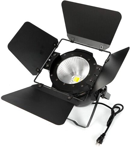 200W COB 2-in-1 LED Stage Light Blinder DMX-512 DJ Spotlight مع أبواب الحظيرة - ضوء أبيض دافئ وبارد للمرحلة، الحفلات، الزفاف، الكنيسة، المسرح، استوديو الصور in Kuwait