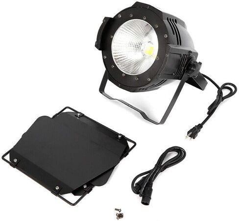 200W COB 2-in-1 LED Stage Light Blinder DMX-512 DJ Spotlight مع أبواب الحظيرة - ضوء أبيض دافئ وبارد للمرحلة، الحفلات، الزفاف، الكنيسة، المسرح، استوديو الصور in Kuwait