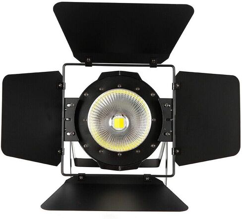 200W COB 2-in-1 LED Stage Light Blinder DMX-512 DJ Spotlight مع أبواب الحظيرة - ضوء أبيض دافئ وبارد للمرحلة، الحفلات، الزفاف، الكنيسة، المسرح، استوديو الصور in Kuwait