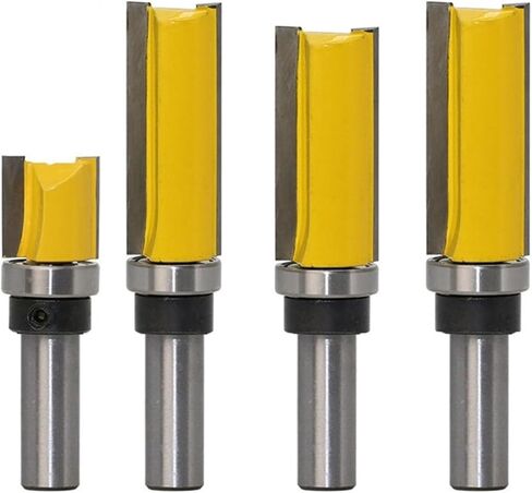 4 قطعة 12 مللي متر عرقوب فلوش تقليم نمط راوتر بت قالب المفصلي نقر بت تحمل مستقيم نهاية مطحنة أدوات الخشب in Kuwait