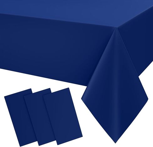 Smiry Disposable Table Cloth 3 Pack, 54 x 108 Inch Waterproof Plastic Tablecloth, Decorative Rectangle Table Covers for Party, Birthday, Picnic, Navy in Saudi Arabia