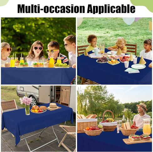 Smiry Disposable Table Cloth 3 Pack, 54 x 108 Inch Waterproof Plastic Tablecloth, Decorative Rectangle Table Covers for Party, Birthday, Picnic, Navy in Saudi Arabia