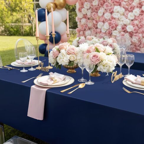 Smiry Disposable Table Cloth 3 Pack, 54 x 108 Inch Waterproof Plastic Tablecloth, Decorative Rectangle Table Covers for Party, Birthday, Picnic, Navy in Saudi Arabia