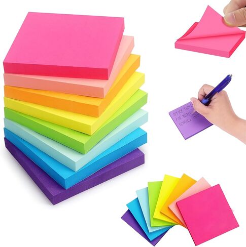 8PCS Sticky Notes, Bright Self Sticky Notes Pad Sticky Notes, Easy to Post for School, Office Supplies, Desk Accessories, Square in Saudi Arabia