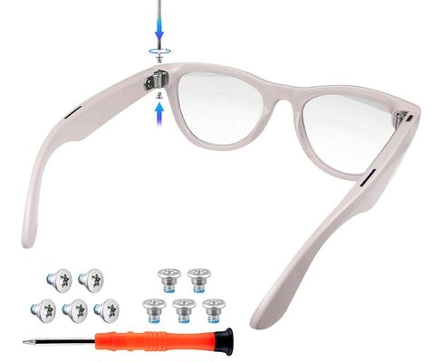 مجموعة براغي إكسسوارات النظارات لـ Ray Ban Meta Wayfarer وSkyler وHeadliner Gen 1/2 وOakley Meta HSTN (متوافقة فقط مع نظارات الذكاء الاصطناعي المذكورة أعلاه) - تتضمن 10 براغي من الفولاذ المقاوم للصدأ in Kuwait