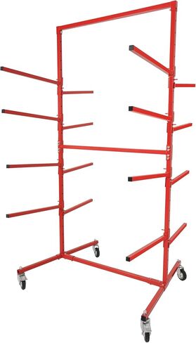 KUAFU Mobile Bumper Storage Rack w/Adjustable Shelving Auto Body Parts Management Storage Rack Standing Shelf Red Double-Sided in Saudi Arabia