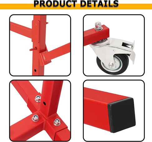 KUAFU Mobile Bumper Storage Rack w/Adjustable Shelving Auto Body Parts Management Storage Rack Standing Shelf Red Double-Sided in Saudi Arabia