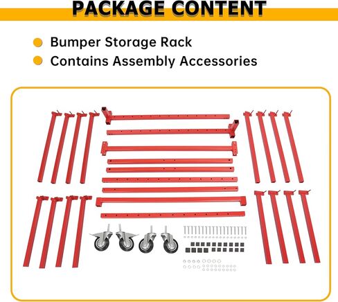 KUAFU Mobile Bumper Storage Rack w/Adjustable Shelving Auto Body Parts Management Storage Rack Standing Shelf Red Double-Sided in Saudi Arabia