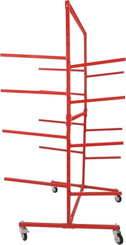 KUAFU Mobile Bumper Storage Rack w/Adjustable Shelving Auto Body Parts Management Storage Rack Standing Shelf Red Double-Sided in Saudi Arabia