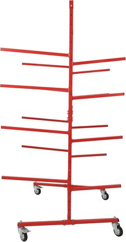 KUAFU Mobile Bumper Storage Rack w/Adjustable Shelving Auto Body Parts Management Storage Rack Standing Shelf Red Double-Sided in Saudi Arabia