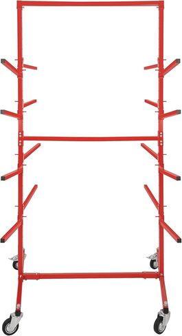KUAFU Mobile Bumper Storage Rack w/Adjustable Shelving Auto Body Parts Management Storage Rack Standing Shelf Red Double-Sided in Saudi Arabia