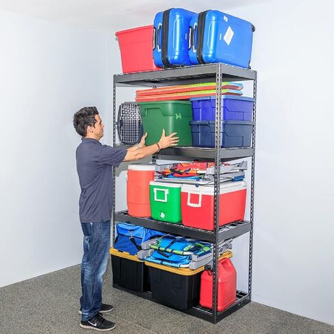MonsterRax 24"x48"x84"Garage Shelving - Hammertone Bolted Shelving Rack - 500 Pounds Per Shelf High Grade Steel (24"x48"x84", Hammertone) in Saudi Arabia