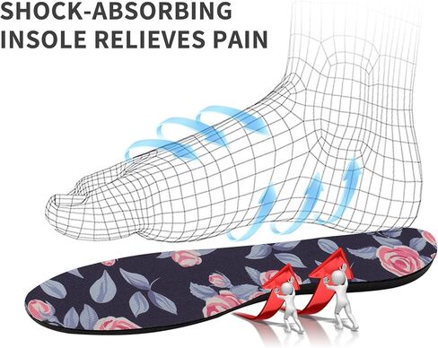 Memory Foam Insoles Arch Support Insoles for Women Shock Absorbing Plantar Fasciitis Insoles Women Work Boots & Shoes Blue Rose Size 6-7 in Saudi Arabia