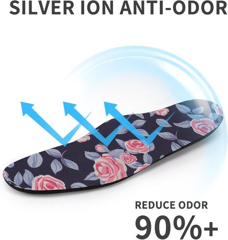 Memory Foam Insoles Arch Support Insoles for Women Shock Absorbing Plantar Fasciitis Insoles Women Work Boots & Shoes Blue Rose Size 6-7 in Saudi Arabia