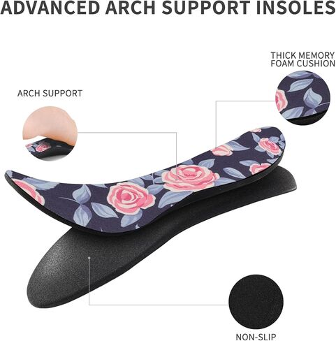 Memory Foam Insoles Arch Support Insoles for Women Shock Absorbing Plantar Fasciitis Insoles Women Work Boots & Shoes Blue Rose Size 6-7 in Saudi Arabia