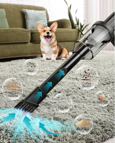 منفضة هواء كهربائية مضغوطة ومكنسة كهربائية محمولة للسيارة 2 في 1 بطارية 10000 مللي أمبير في الساعة 180000 دورة في الدقيقة منفاخ هواء قابل للشحن بأربع سرعات لتنظيف السيارة والمنزل ولوحة المفاتيح والكمبيوتر الشخصي وإضاءة LED in Kuwait