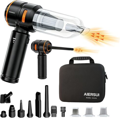 Super-Powered car mini Vacuum Cleaner 80,000RPM, Four-in-one: Blower, Vacuum Cleaner, air Extractor, and Pump. Handheld dust Collector, Handheld dust Blower, Hair Dryer, Cordless (Orange) in Saudi Arabia