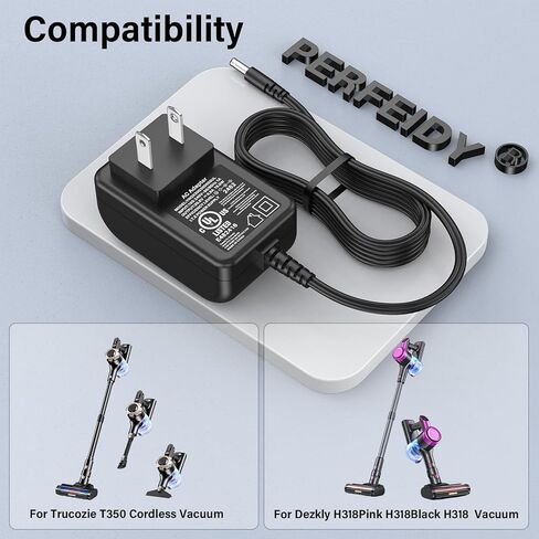 30V Power Cord for Trucozie T350 Cordless Vacuum,UL AC/DC Adapter for Dezkly H318Pink H318Black H318 Cordless Vacuum Cleaner Power Supply in Saudi Arabia