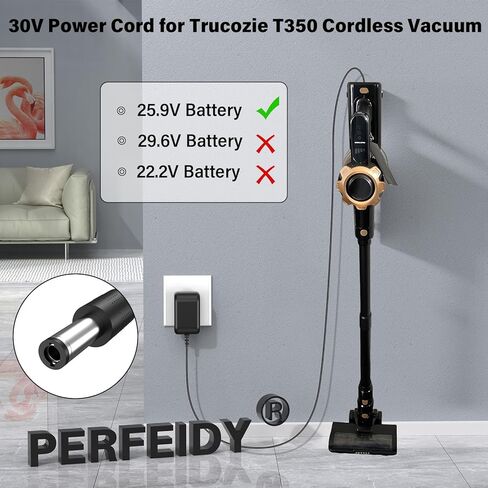 30V Power Cord for Trucozie T350 Cordless Vacuum,UL AC/DC Adapter for Dezkly H318Pink H318Black H318 Cordless Vacuum Cleaner Power Supply in Saudi Arabia