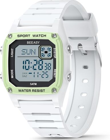 Beeasy Kids Watch, Kid Digital Watch for Ages 3-15 Boys Girls, 50M Waterproof Sport Outdoor Multifunctional Kid Watch with Silicone Band LED Backlight Alarm Stopwatch 12/24 H, Ideal Kids Gift in Saudi Arabia