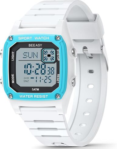 Beeasy Kids Watch, Kid Digital Watch for Ages 3-15 Boys Girls, 50M Waterproof Sport Outdoor Multifunctional Kid Watch with Silicone Band LED Backlight Alarm Stopwatch 12/24 H, Ideal Kids Gift in Saudi Arabia