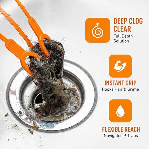 3 PCS Drain Snake Hair Catcher Clog Remover Tool, Shower Snake Hook Sink Unclogger Tool Hair Remover, Drain Clog Remover Cleaning Tools Plumbing Snake for Sewer in Saudi Arabia