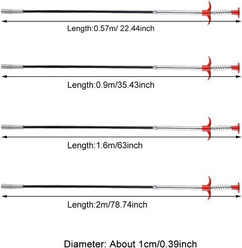 أداة إزالة انسداد تصريف شعر الأفعى مقاس 22.44 بوصة، أداة التقاط مخلب مرنة مع 4 مخالب، ثعبان سباكة للاستحمام والمرحاض وحوض المطبخ وحوض الاستحمام (الحجم: 0.57 متر) in Kuwait