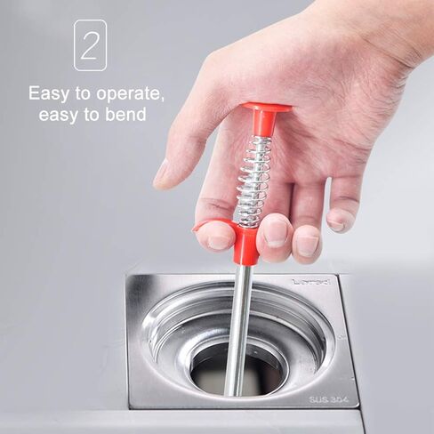 أداة إزالة انسداد تصريف شعر الأفعى مقاس 22.44 بوصة، أداة التقاط مخلب مرنة مع 4 مخالب، ثعبان سباكة للاستحمام والمرحاض وحوض المطبخ وحوض الاستحمام (الحجم: 0.57 متر) in Kuwait