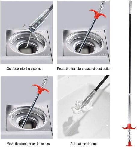 أداة إزالة انسداد تصريف شعر الأفعى مقاس 22.44 بوصة، أداة التقاط مخلب مرنة مع 4 مخالب، ثعبان سباكة للاستحمام والمرحاض وحوض المطبخ وحوض الاستحمام (الحجم: 0.57 متر) in Kuwait