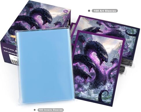 Katomula 100 MTG Card Sleeves with 100 Inner Sleeve, Textured Back Art Sleeves, Fit Standard Size Cards- Nightmare Hydra in Saudi Arabia