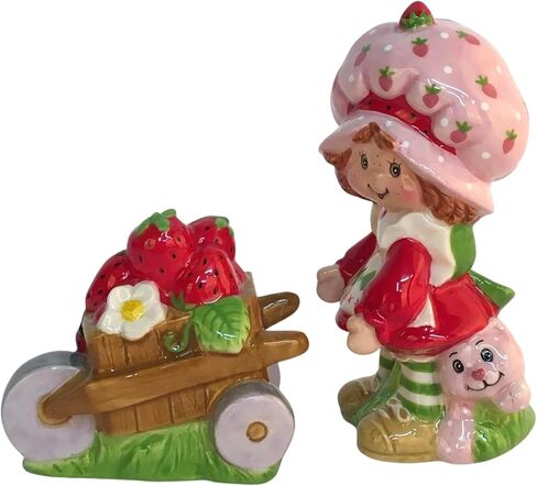 Strawberry Shortcake Haulin' Fun Salt and Pepper, 5"L x 2.75"W x 4.125"H created by Blue Sky Clayworks in Saudi Arabia