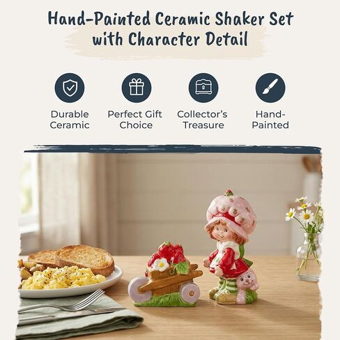 Strawberry Shortcake Haulin' Fun Salt and Pepper, 5"L x 2.75"W x 4.125"H created by Blue Sky Clayworks in Saudi Arabia
