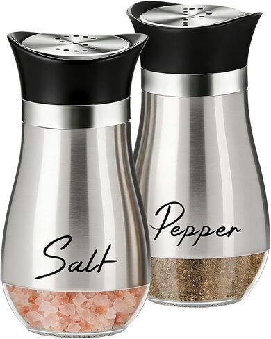 4 oz Salt and Pepper Shakers Set, Glass Shaker Bottom with Stainless Steel Lids, Refillable Spice Jars for Kitchen, Camping, RV, BBQ, Tabletop Use in Saudi Arabia