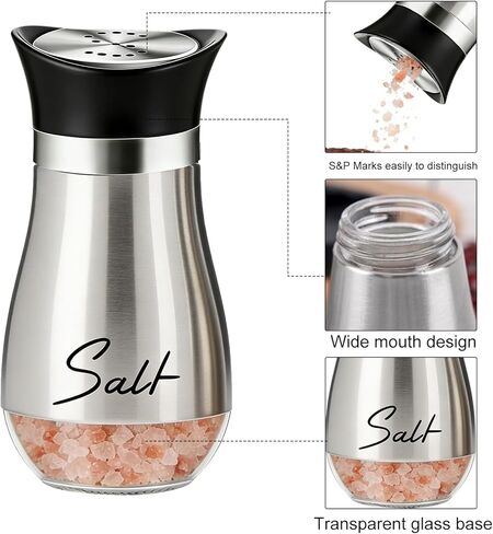 4 oz Salt and Pepper Shakers Set, Glass Shaker Bottom with Stainless Steel Lids, Refillable Spice Jars for Kitchen, Camping, RV, BBQ, Tabletop Use in Saudi Arabia