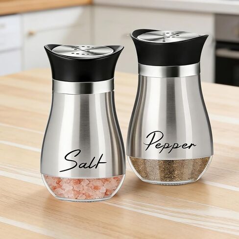 4 oz Salt and Pepper Shakers Set, Glass Shaker Bottom with Stainless Steel Lids, Refillable Spice Jars for Kitchen, Camping, RV, BBQ, Tabletop Use in Saudi Arabia